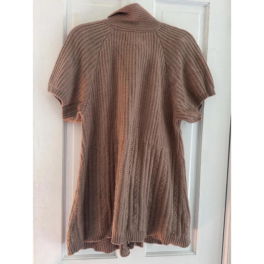 Sonoma Cable Knit Cardigan‎ Sweater L Tan Chunky Cozy Cottagecore